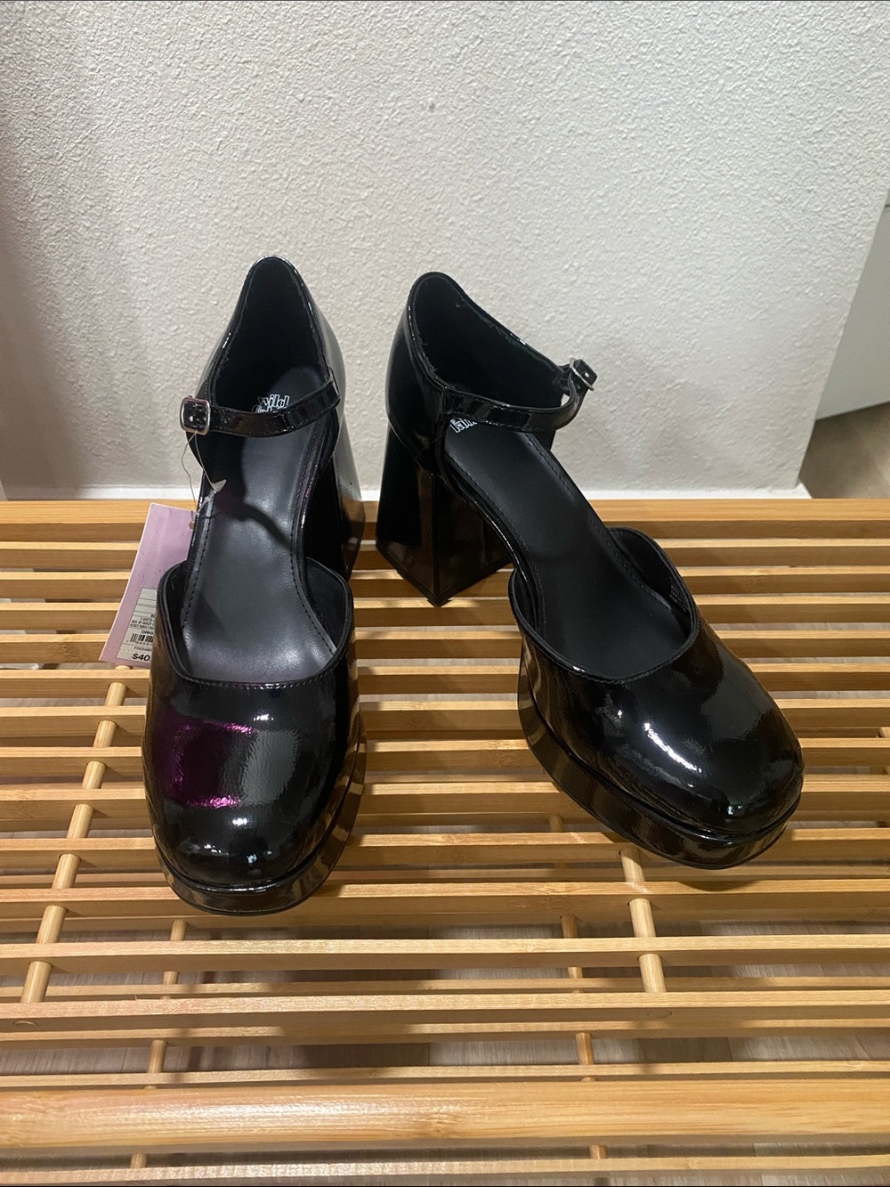 Xhilaration Black Patent Mary Jane Block Heels